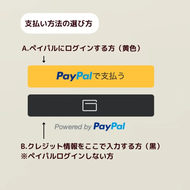 画像：ペイパルの黄色いボタンと黒いボタンの違いについて